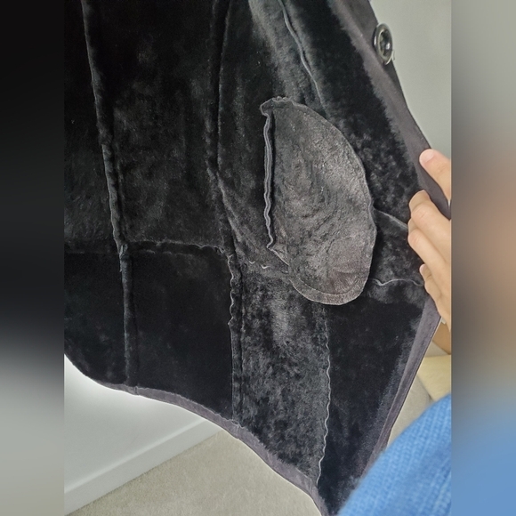 Vintage Black Leather Attic Shearling sheepskin Coat - Picture 12 of 16